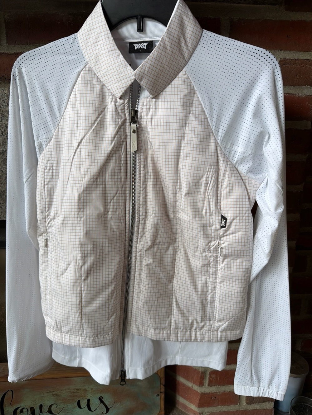 PXG Parsons Xtreme Golf Women’s Grid Pattern Double Layer White Jacket Mesh